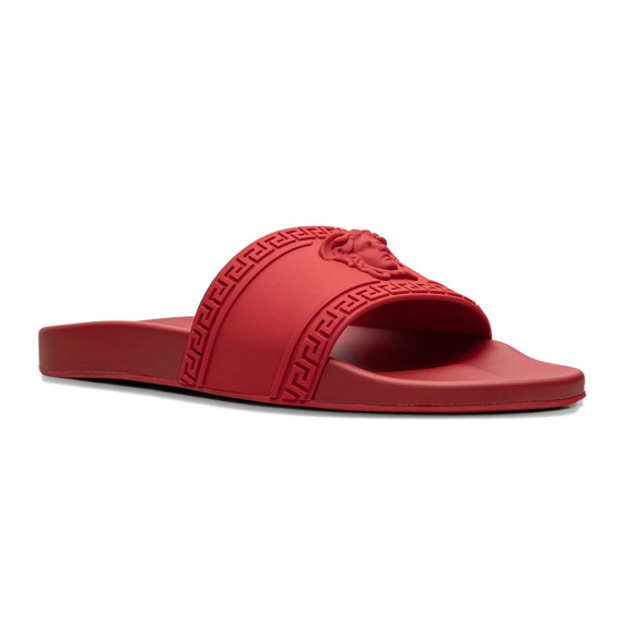 Versace Medusa Palazzo Red Rubber Logo Slide Pool Sandal Flip Flop Flat 44 11 main image 11